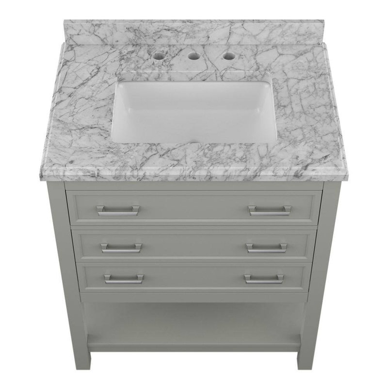 Keisha 31'' Single Bathroom Vanity with Carrara Marble Top, Gray