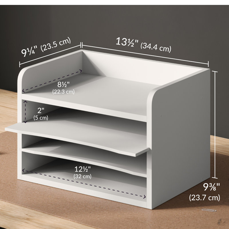 Reagan 4 Tier Open-Top Paper And File Organizer With Removable Shelves, White