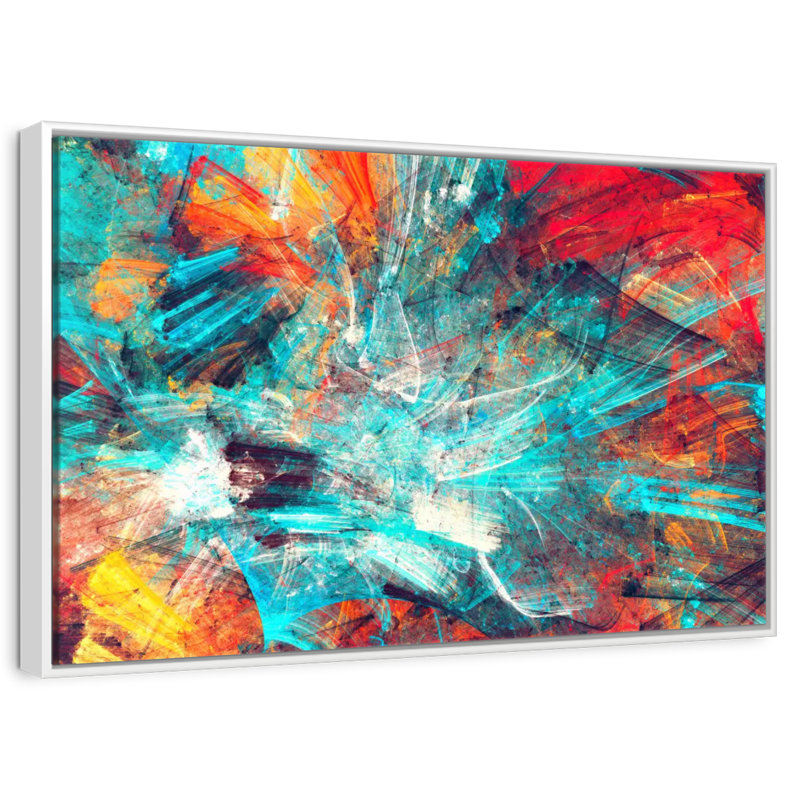 Vibrante éclaboussure de morue, Cadre flottant blanc, 43 po x 29 po