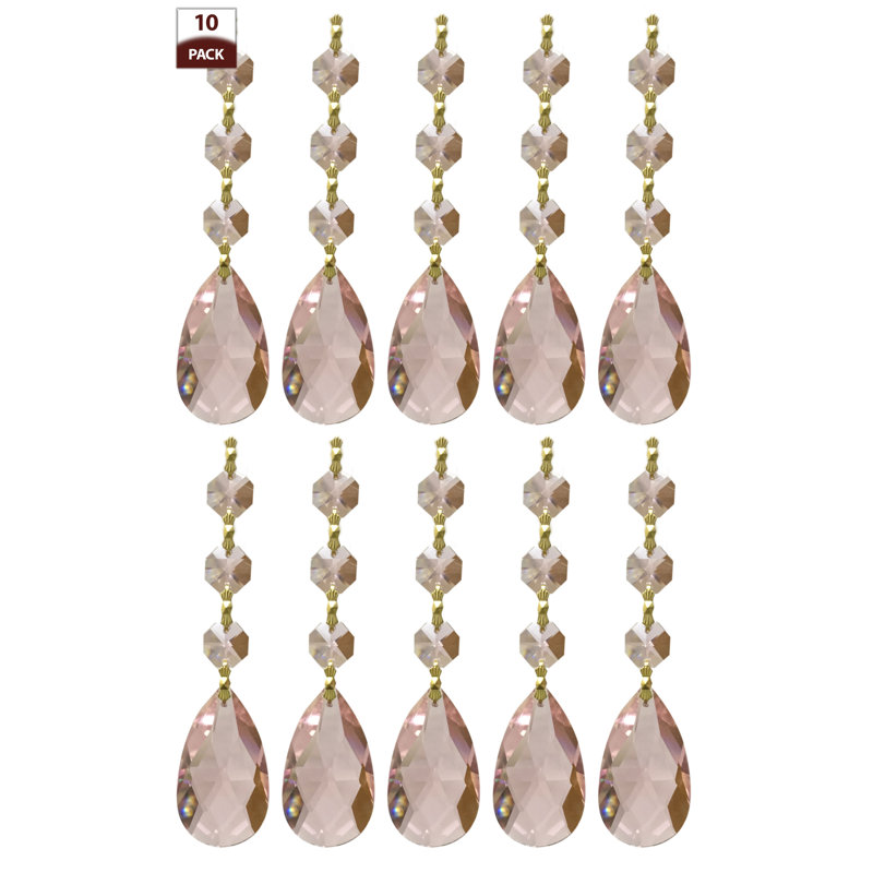 3 Bead Chandelier Replacement Crystal Prism, Polished Brass