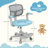 Kids Desk Chair Children Study Chair with Adjustable Height, Armrest & Footrest Blue-310912735