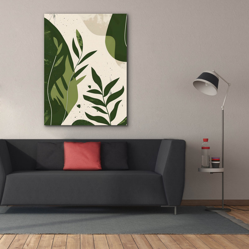 "Epic Graffiti" Green Abstract Leaves No 2 "par Andreas Magnusson, art mural sur toile, H 54 po x l 40 po x P 1,5 po
