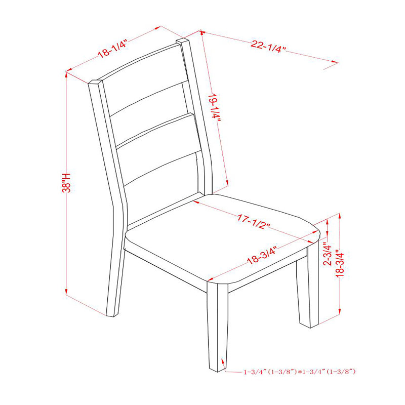 Sol Ladder Back Side Chair in Antique White/Gray