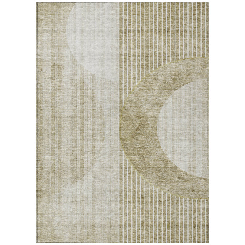 Tapis intérieur / extérieur lavable beige / brun clair 10 'x 14' taupe