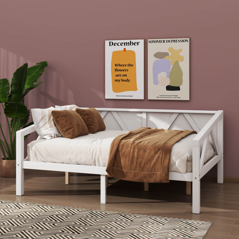 Contemporary Minimalist-Design Daybed Idea, White, Full