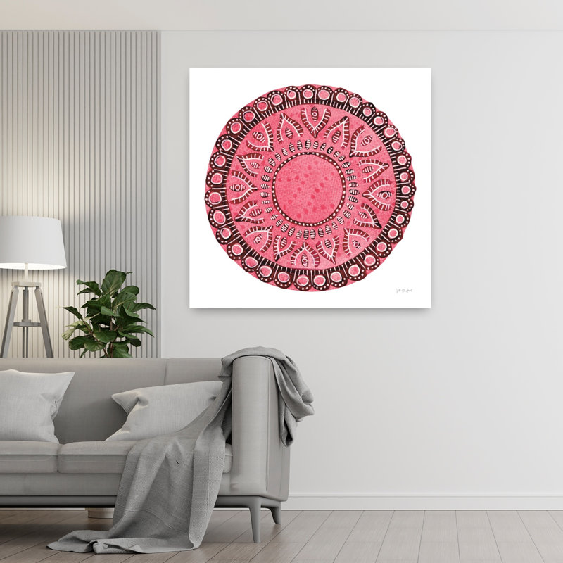 Pink Mandala Abstract Art, 48" H x 48" W