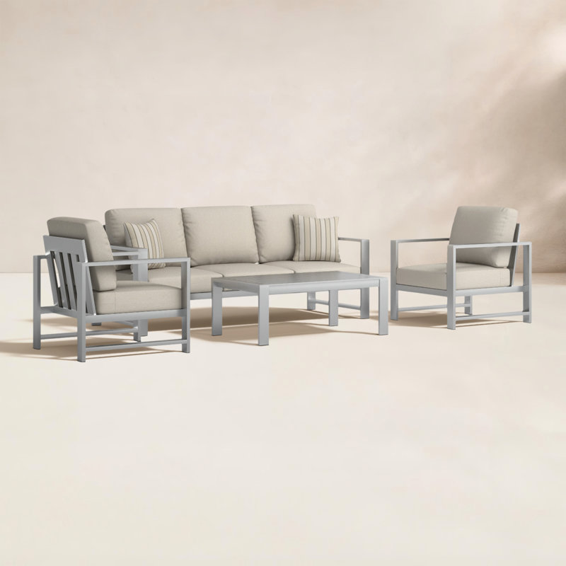 Dulcie 5-Person Seating Set with Sunbrella® Cushions, Cast Silver Sunbrella®
