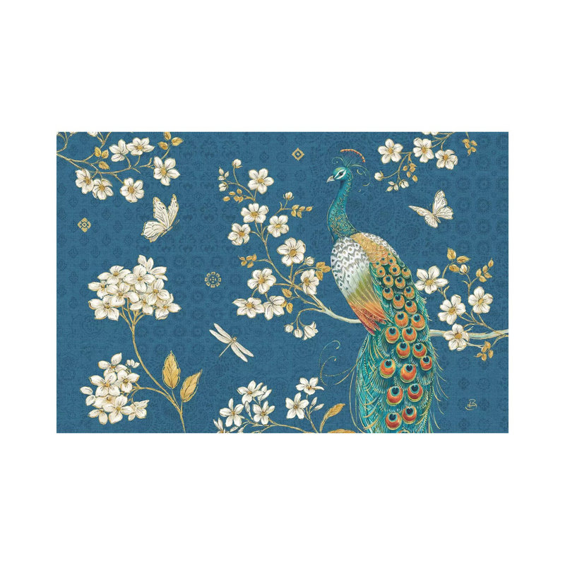Ornate Peacock II by Daphne Brissonnet - Wrapped Canvas Print, 20.32 cm H x 30.48 cm W