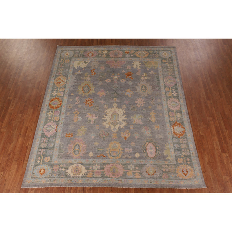 Tapis floral teint à la main Oushak 8 x 10