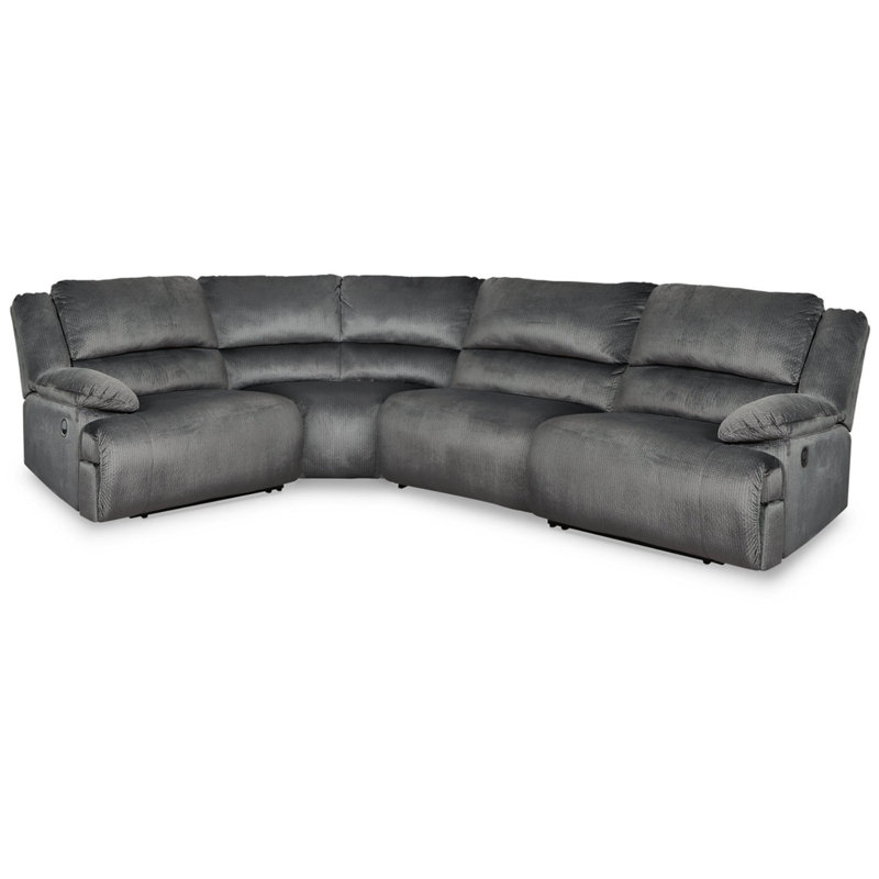 Canapé modulaire inclinable 4 pièces Velmar, Polyester gris