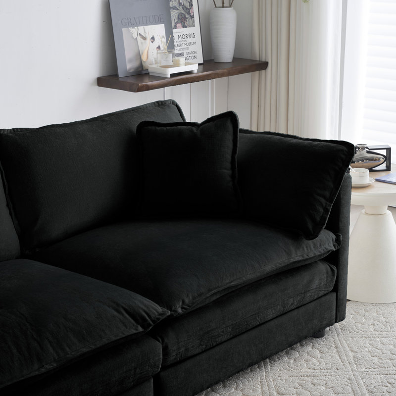 Ensemble de canapé confortable avec sièges profonds, Noir