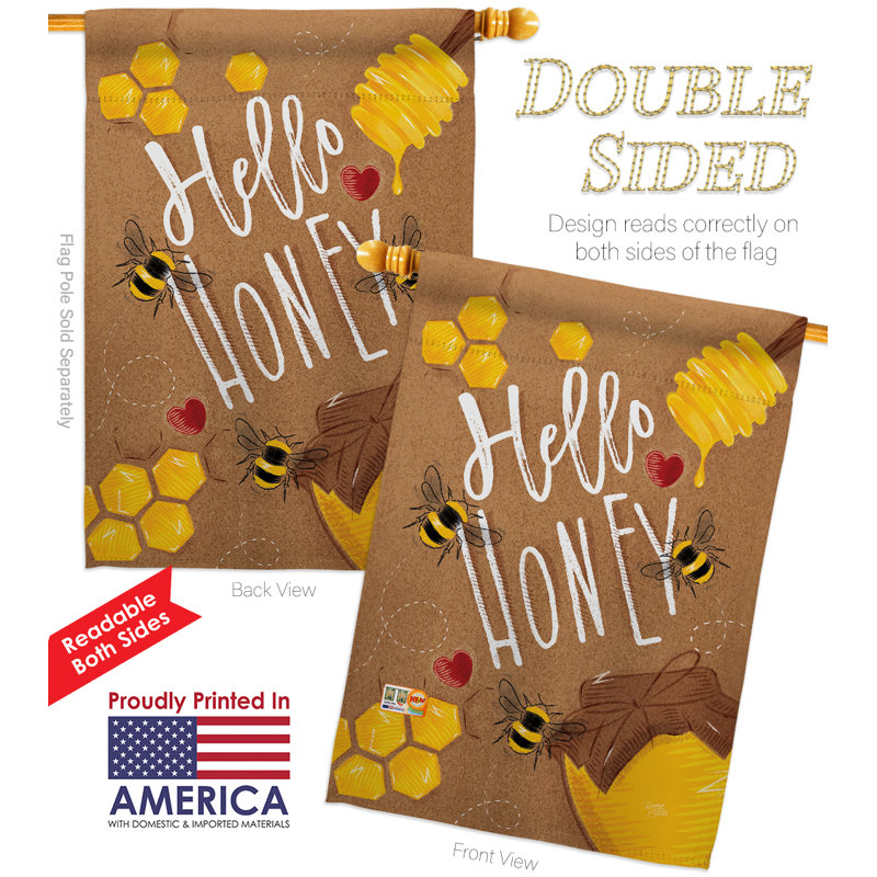 Coussin décoratif décoratif à 2 faces 40 x 28 po hello honey impressions drapeau pour la maison