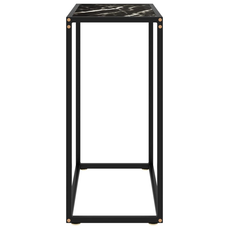 Console Table Tempered Glass, 29.53" H x 23.62" W x 13.78" D, Black/White, Without Feet