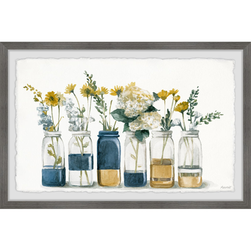 Two Tone Bottles - Single Picture Frame Painting, 16" H x 24" W