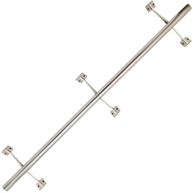 Barre de pied de bar en acier inoxydable de 6 pi - Ensemble de fixation murale et au sol de 2 po de diamètre pour les barres intérieures et extérieures