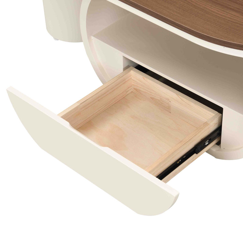 Table basse ovale de luxe, table basse avec tiroir de rangement, table centrale en métal pour le salon, Blanc