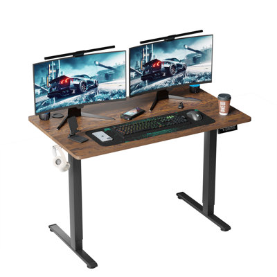 Electric Standing Desk 55X24 Inch Large Space Computer Desk Height Adjustable Office Desk Writing Table With Headphone Holder 2 Memory Adjustable Func