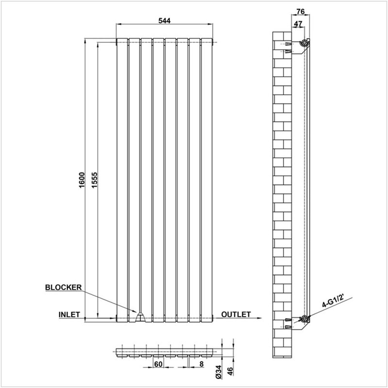 Belfry Heating Dalton 4068 BTU Hydronic Panel Space Heater, Anthracite