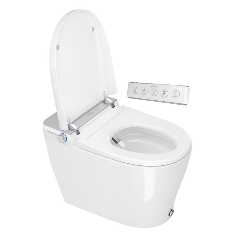 Kingston Brass Upton Smart Toilet, White/Brushed Nickel
