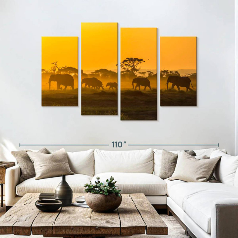 Brampt Amboseli Elephants, 54" H x 84" W