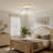 19'' Flush Mount Crystal Ceiling Fan With Light, 7 Blades 6 Speeds for Bedroom Living Room