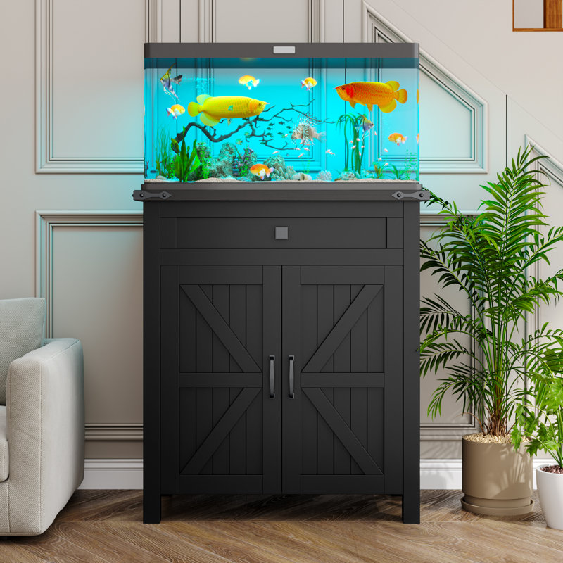 Support d'aquarium de 20 gallons avec armoire pour le rangement des accessoires d'aquarium, support d'aquarium de ferme avec prise de courant stable et électrique, support d'aquarium robuste