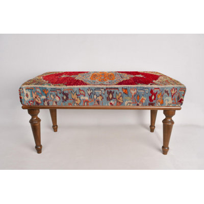 Medallion Bench, Sitting Bench, Ottoman Bench, Upholstered Bench, Turkish Rug Bench, Kilim Bench, Home Decor Bench, Handmade Bench by Bungalow Rose