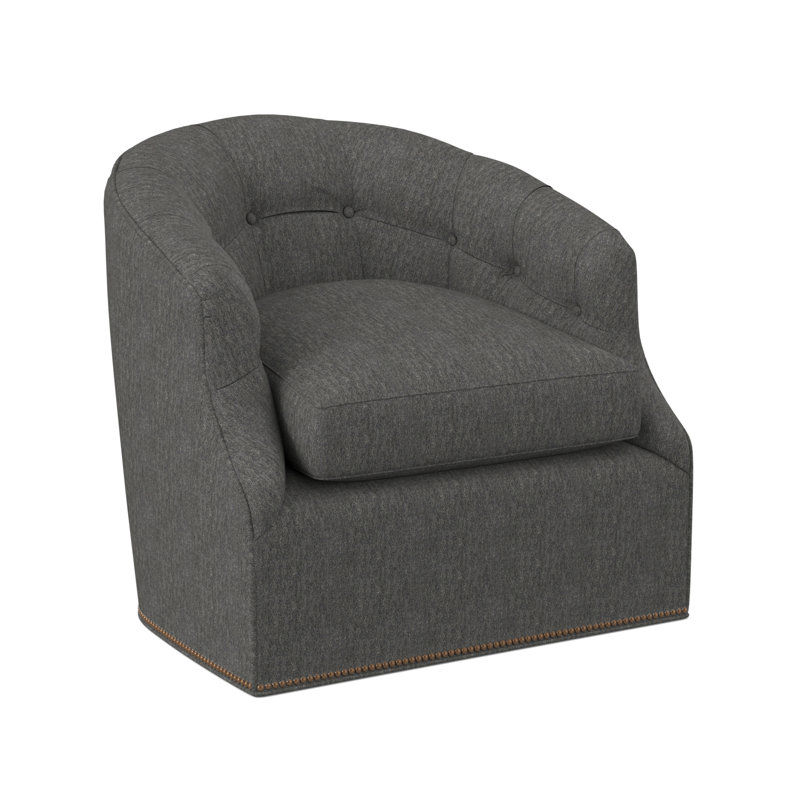 Calvert Swivel Barrel Chair, Antique Brass Small, Libby Linen