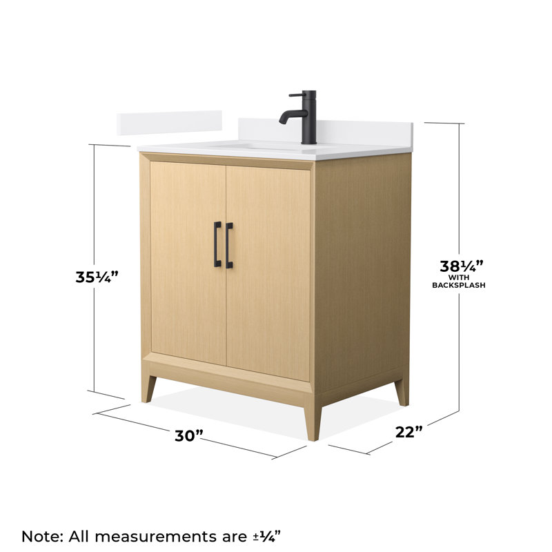 Janna 30" Freestanding Single Bathroom Vanity with Cultured Marble Top, White Cultured Marble, Matte Black
