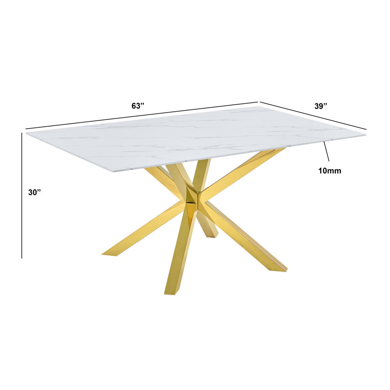 Glass With White Marble Design Dining Table