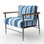 Chaise d'appoint moderne - Fauteuil bleu et blanc à rayures givrées-1976484721