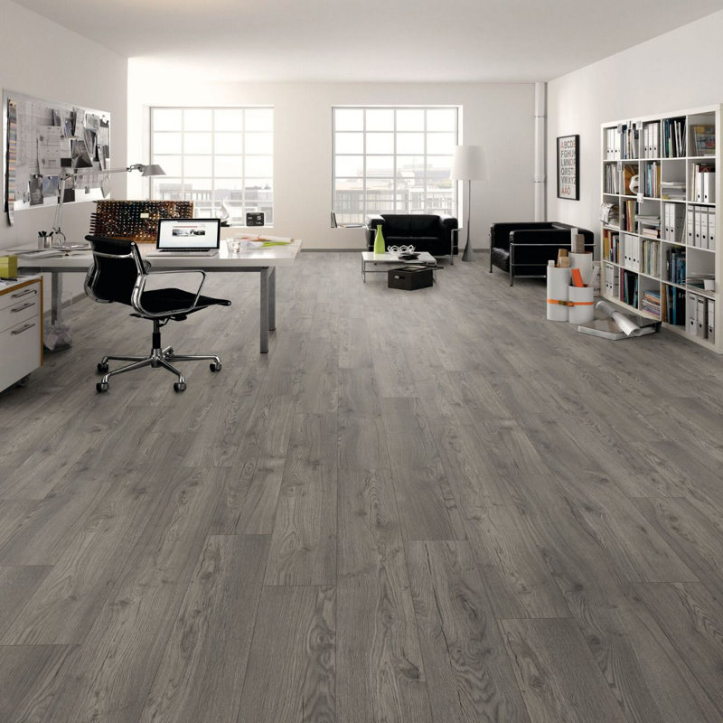 Click Laminate Flooring Smooth Devine Matte Wood Effect - Plank (7mm) For Home (All Rooms), Mid Grey Oak Wood