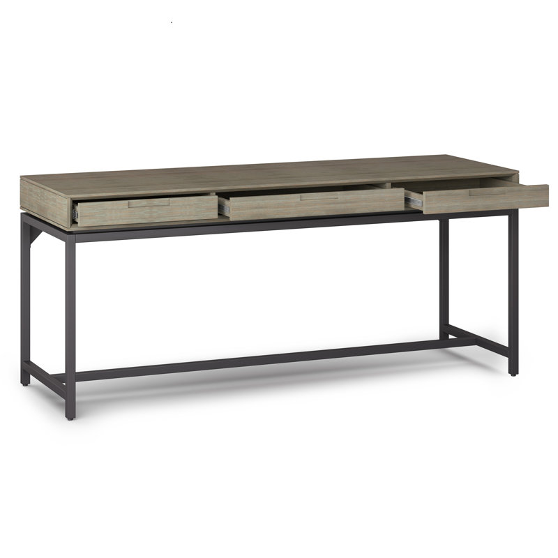 Bureau Lars Mid Century, H 31,50 po x l 72 po x P 24 po, Gris patiné / noir