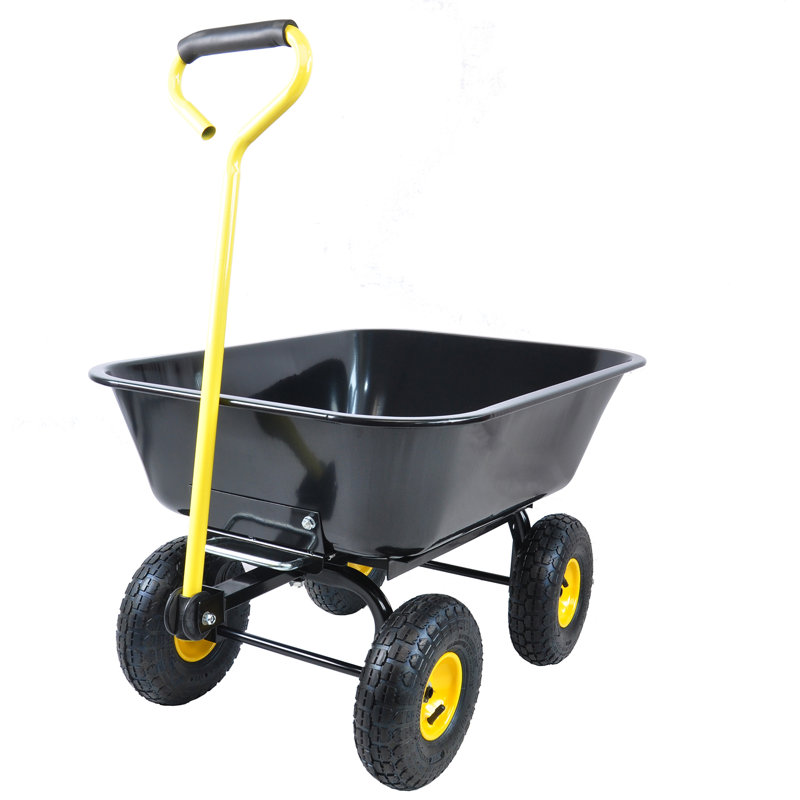 Folding Car Poly Dump Truck Garden Carts, Black