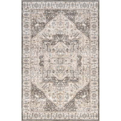 Brielle SpinClean Machine Washable Vintage Medallion Area Rug