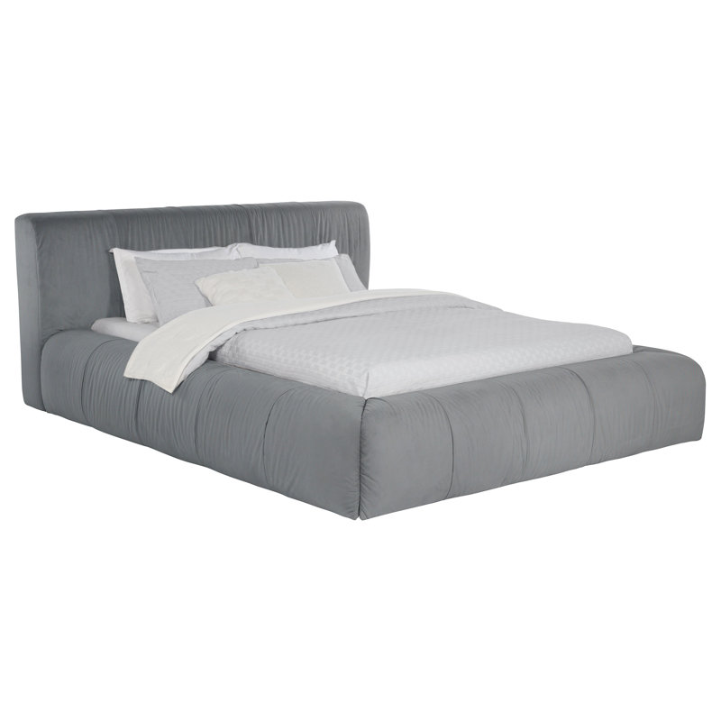 Grand lit plateforme tapissier gris Cosey, Grand