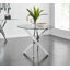 Tierra Modern Chrome Metal & Glass Round Dining Table Set with 4 Luxury Faux Leather Chairs-608192925