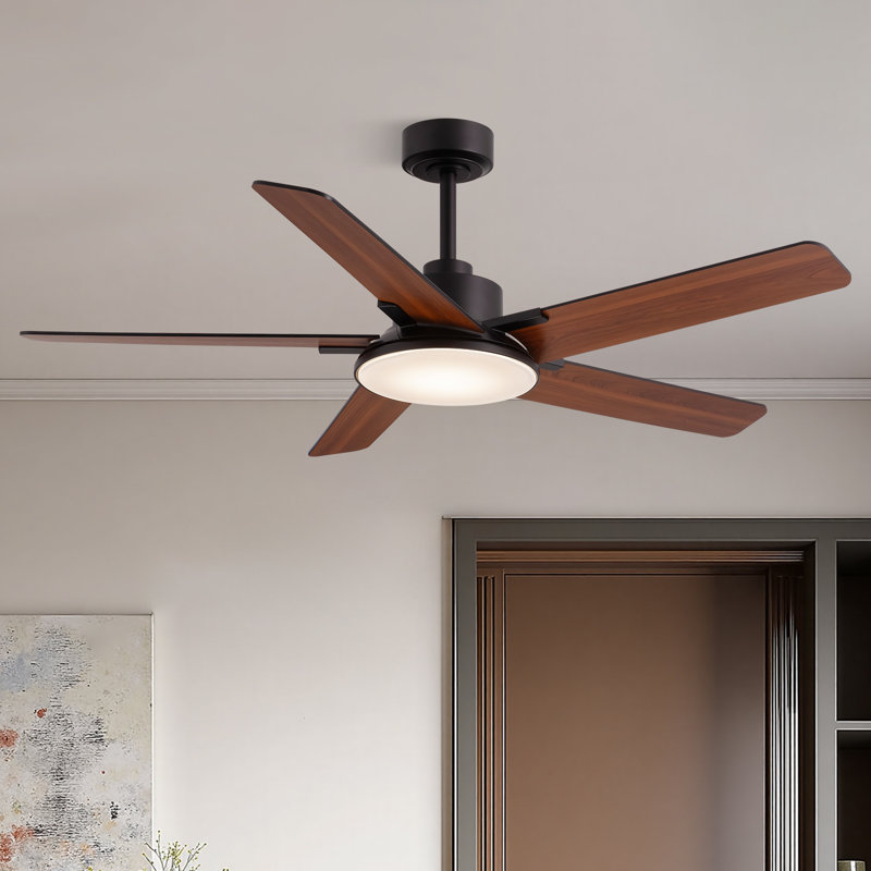 Ventilateurs de plafond modernes de 52 pouces avec lumières et télécommande noir, Noir, 52 po de largeur