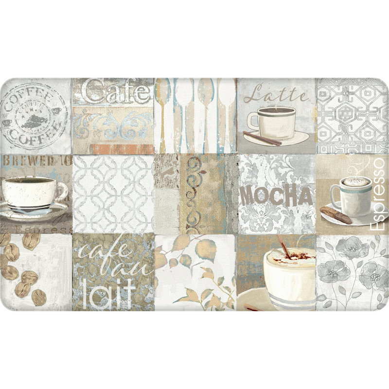  Tapis de cuisine multicolore à carreaux de café, 18 po x 30 po