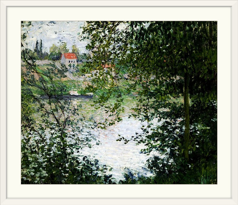 «Île de la Grande Jatte à travers les arbres, 1878» par Claude Monet, reproduction d'art, H 27 po x l 32 po x P 1 po