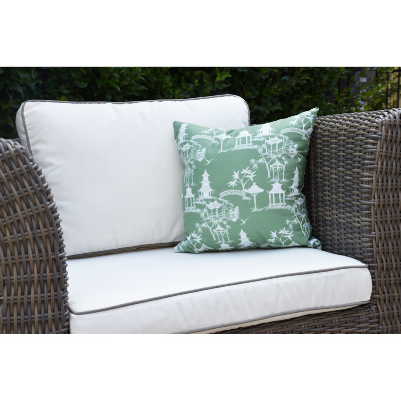 Palm Beach Toile Reversible Throw Pillow, Green, 16" x 16"