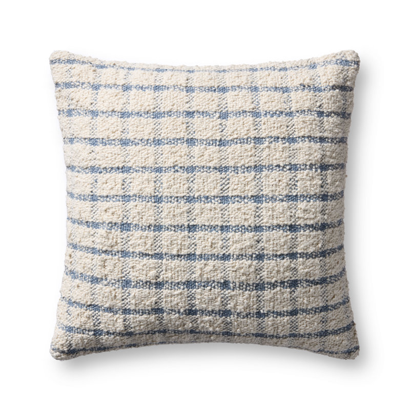 Magnolia Home by Joanna Gaines x Loloi Erin Accent Pillow, Ivory/Blue, Square 22", Polyester