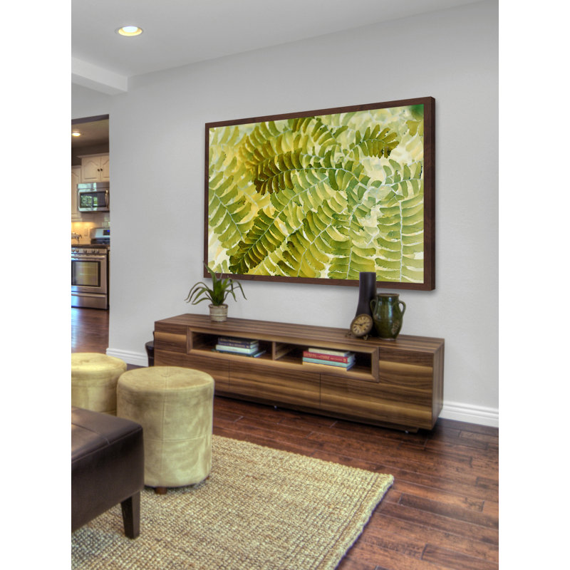 Green and Yellow Botanical Print on Canvas with Wooden Frame