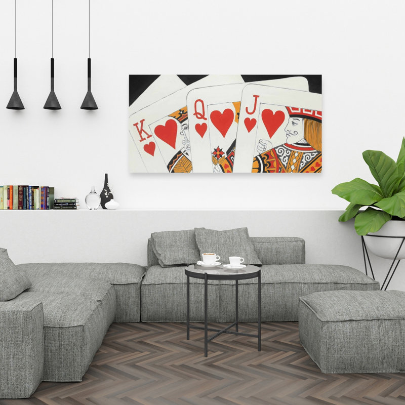 Heart Royal Flush Closeup - Hyperrealist Canvas Home Decor