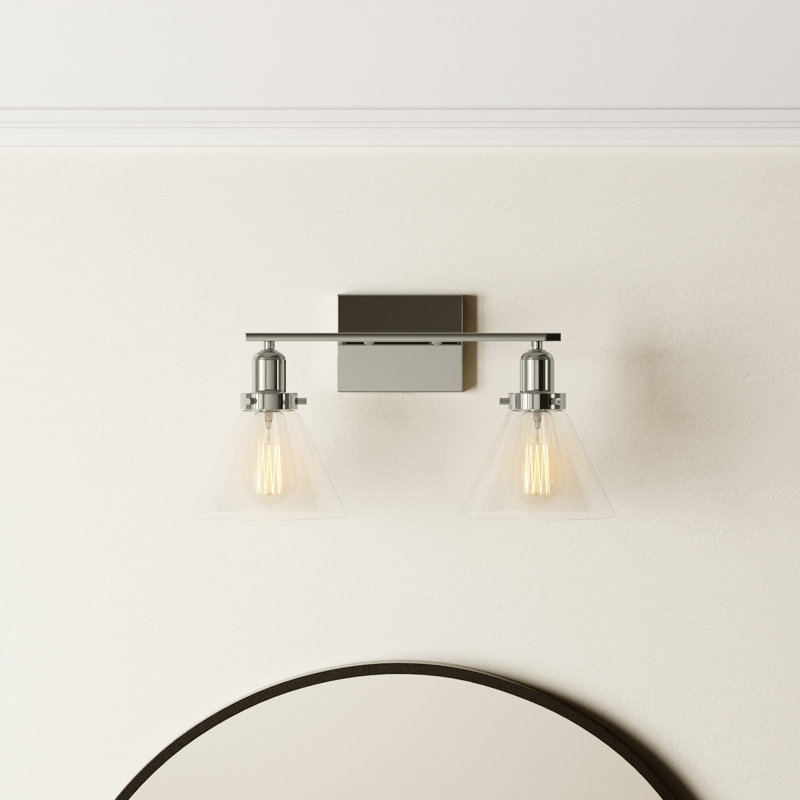 Catalina 2 Light Transparent Dimmable Vanity Light, Polished Nickel