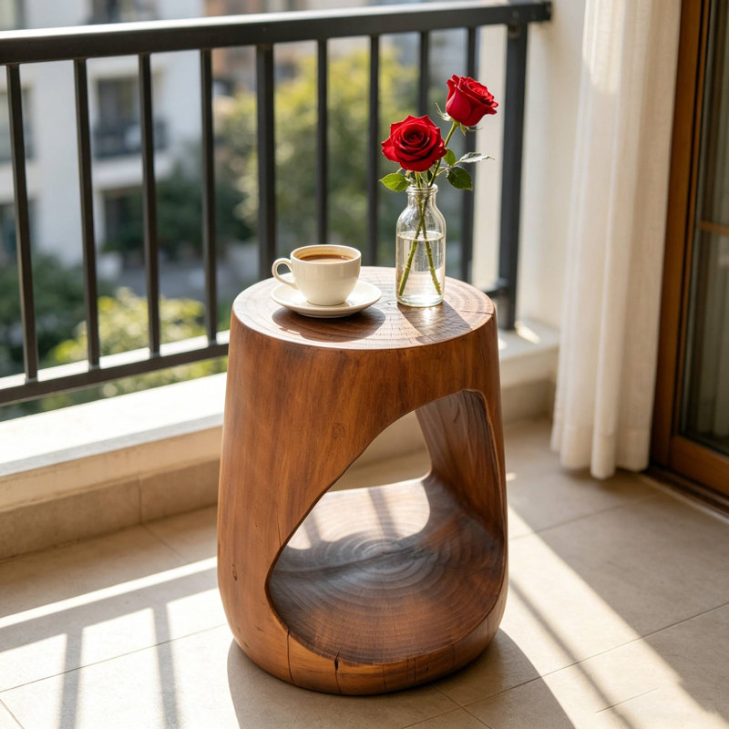 Table d'appoint idéale pour les collations et les balcons, Brun antique