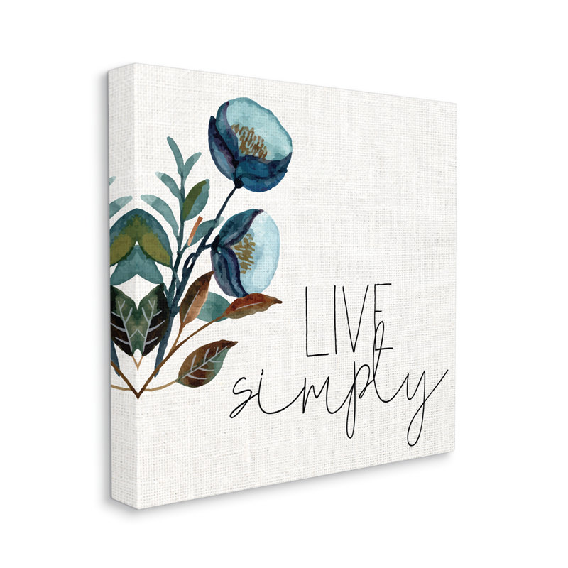 Art mural sur toile tendue Live Flower Calligraphy Live XXL par Kim Allen, L 17 po x H 17 po, Toile tendue