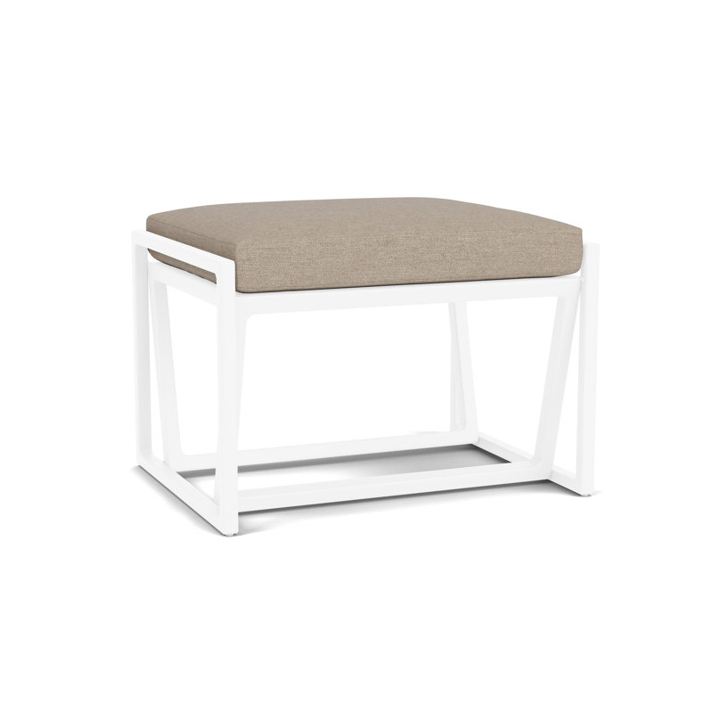 Summit Outdoor Ottoman, White, Demo Oatmeal