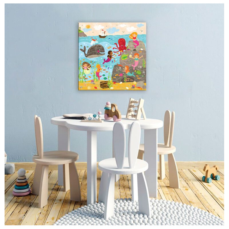 «Mermaid Mingle and Play», art sur toile, H 21 po x L 21 po x l 1,25 po