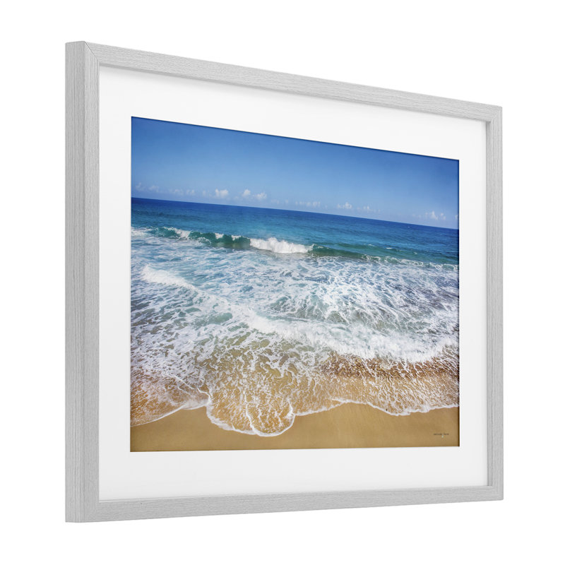 «Rugged Shoreline Tides», impression encadrée sous verre, design par Seven Trees Design, Cadre de ferme gris